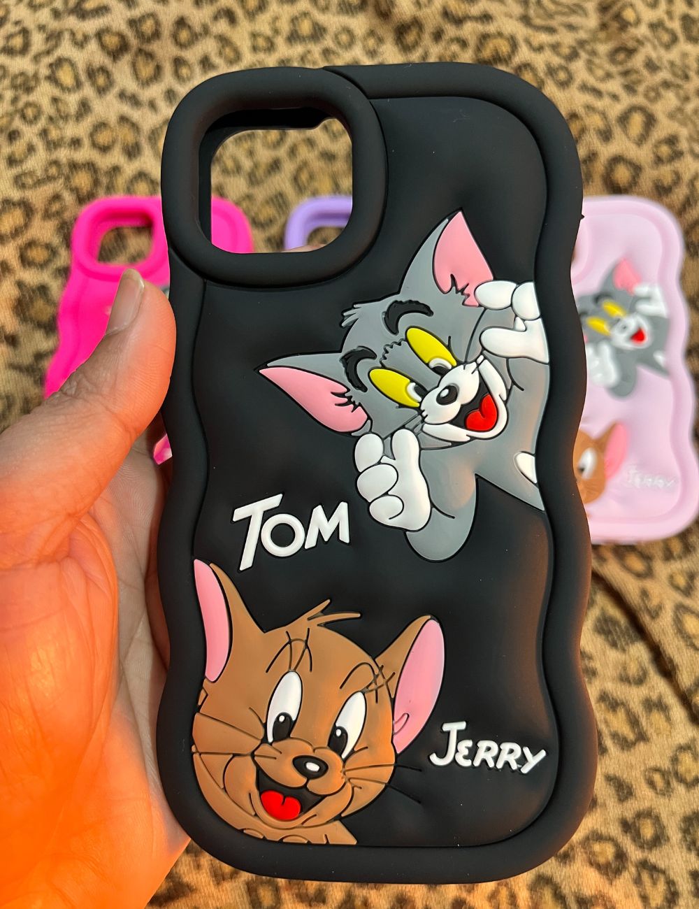 Black T&J Cartoon cute silicone case for Apple Iphone 14 Pro