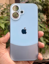 Load image into Gallery viewer, Sea Blue Leather 2in1 Glass Lense Case For Apple Iphone 16 Plus
