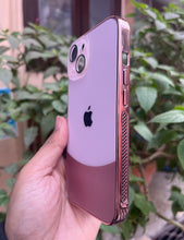 Load image into Gallery viewer, Rose Gold Leather 2in1 Glass Lense Case For Apple Iphone 15
