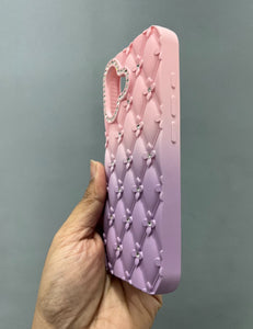 Ombre Pink Purple Diamond Flower Case For Apple Iphone 16