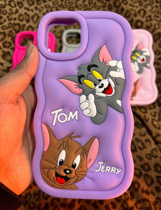 Purple T&J Cartoon cute silicone case for Apple Iphone 13