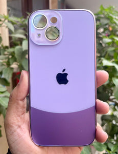 Purple Leather 2in1 Glass Lense Case For Apple Iphone 15