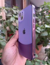 Load image into Gallery viewer, Purple Leather 2in1 Glass Lense Case For Apple Iphone 15
