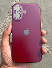 Load image into Gallery viewer, Deep Red Electroplated Chrome Glass Lense Case For Apple Iphone 16
