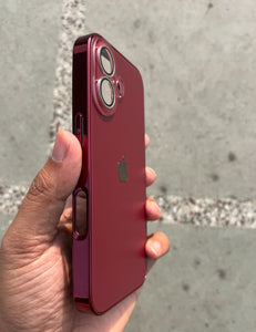 Deep Red Electroplated Chrome Glass Lense Case For Apple Iphone 16