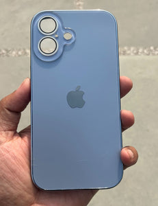 Sierra Blue Electroplated Chrome Glass Lense Case For Apple Iphone 16 Plus