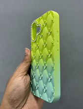 Load image into Gallery viewer, Ombre Yellow Green Diamond Flower Case For Apple Iphone 16 Plus
