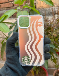 Half Face Starbucks Reflective premium case for Apple Iphone 13