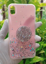 Load image into Gallery viewer, Pink Shimmer case with Popsocket for Apple Iphone XR
