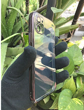 Load image into Gallery viewer, Black metallic chrome with lense transparent case for Apple Iphone 11
