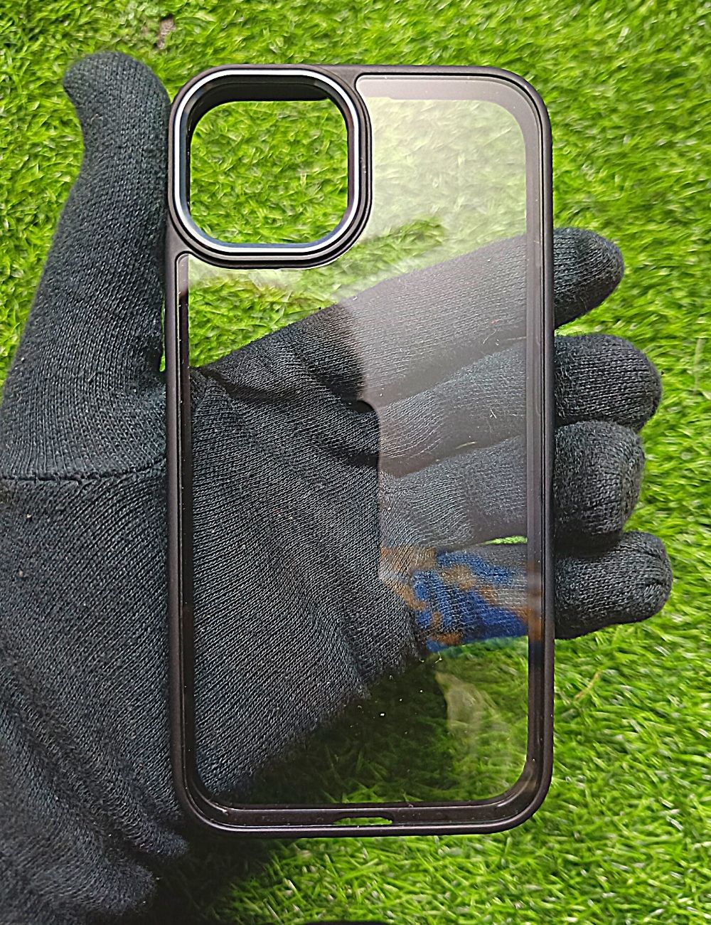 Black metal lense transparent case for Apple Iphone 12