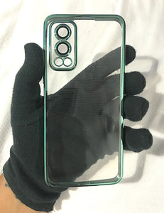 Sea Green metallic chrome with lense transparent case for Oneplus Nord 2
