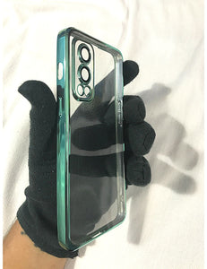 Sea Green metallic chrome with lense transparent case for Oneplus Nord 2