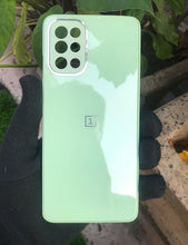 Load image into Gallery viewer, Light Green glass camera protector premium case for OnePlus 9R
