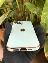 Load image into Gallery viewer, Mint Green 6D chrome with lense silicone case for Apple Iphone 13
