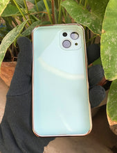 Load image into Gallery viewer, Mint Green 6D chrome with lense silicone case for Apple Iphone 13
