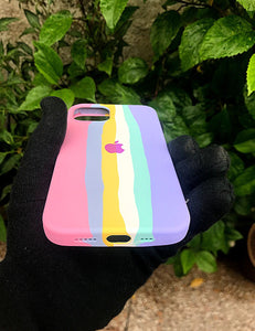 Pink Rainbow Luxury silicone case for Apple Iphone 13