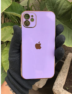 Purple 6D chrome with lense silicone case for Apple Iphone 11