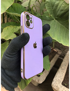 Purple 6D chrome with lense silicone case for Apple Iphone 11