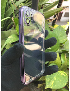 Purple metallic chrome with lense transparent case for Apple Iphone 11