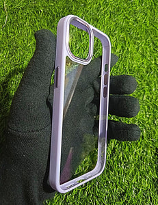 Purple metal lense transparent case for Apple Iphone 12 Pro Max