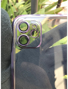 Purple metallic chrome with lense transparent case for Apple Iphone 11